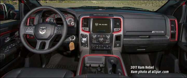 What is the Ram Rebel's red interior trim color called?